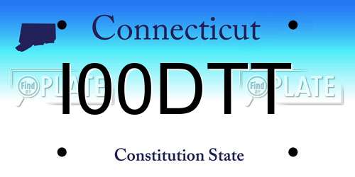 I00DTT Connecticut License Plate