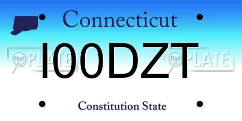 I00DZT Connecticut License Plate
