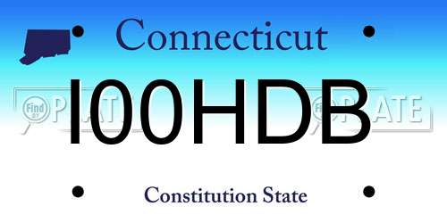 I00HDB Connecticut License Plate