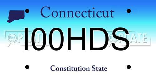 I00HDS Connecticut License Plate