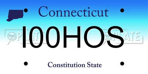 I00HOS Connecticut License Plate