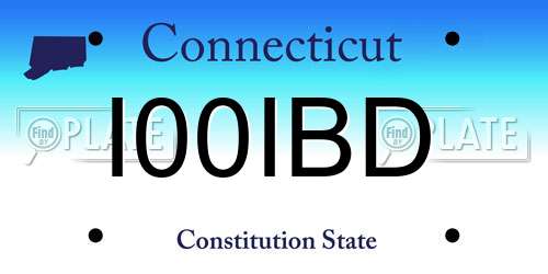 I00IBD Connecticut License Plate
