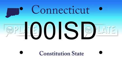 I00ISD Connecticut License Plate