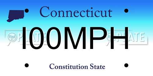 I00MPH Connecticut License Plate