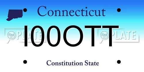 I00OTT Connecticut License Plate