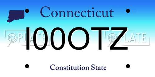 I00OTZ Connecticut License Plate