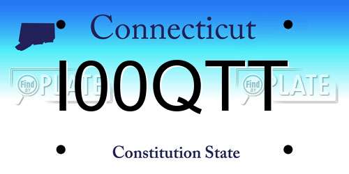 I00QTT Connecticut License Plate