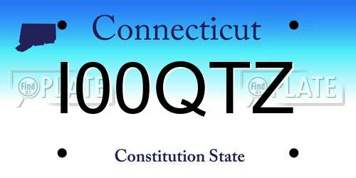 I00QTZ Connecticut License Plate