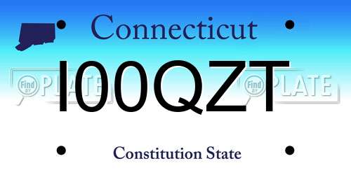 I00QZT Connecticut License Plate