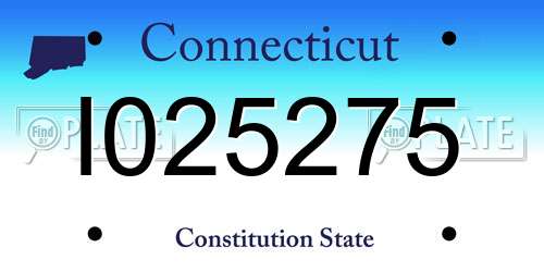 I025275 Connecticut License Plate