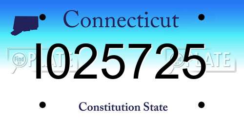 I025725 Connecticut License Plate