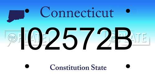 I02572B Connecticut License Plate