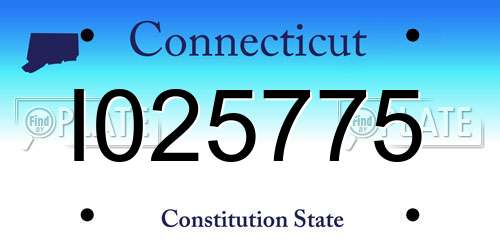 I025775 Connecticut License Plate