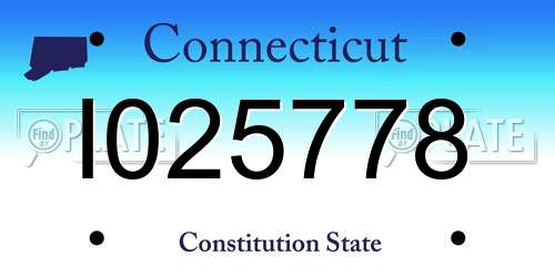 I025778 Connecticut License Plate