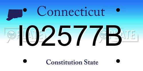 I02577B Connecticut License Plate