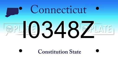 I0348Z Connecticut License Plate