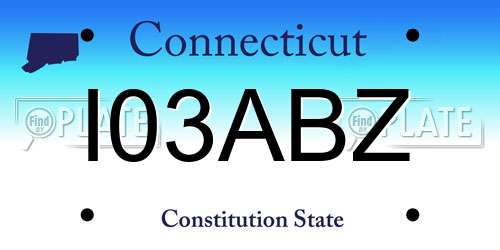 I03ABZ Connecticut License Plate