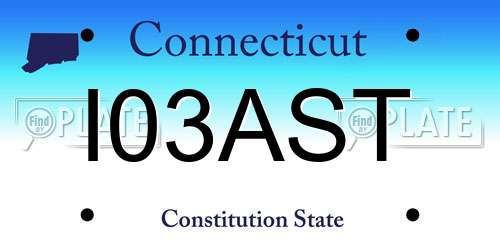 I03AST Connecticut License Plate