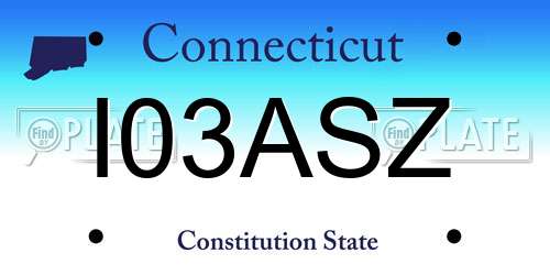 I03ASZ Connecticut License Plate