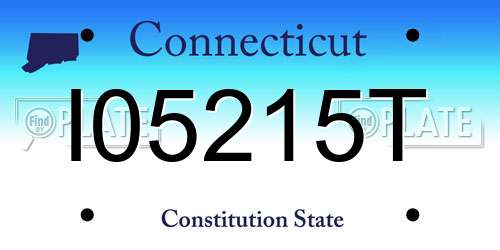 I05215T Connecticut License Plate