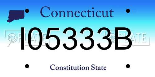 I05333B Connecticut License Plate