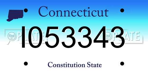 I053343 Connecticut License Plate