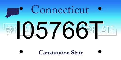 I05766T Connecticut License Plate