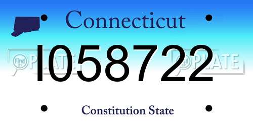 I058722 Connecticut License Plate