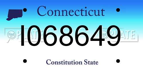 I068649 Connecticut License Plate