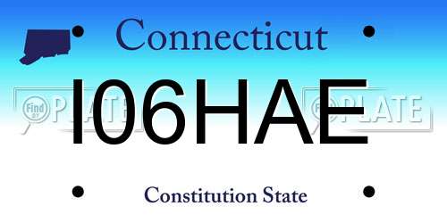 I06HAE Connecticut License Plate