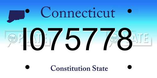 I075778 Connecticut License Plate