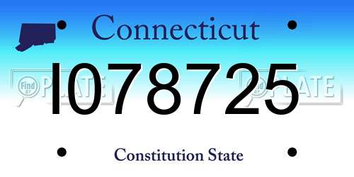 I078725 Connecticut License Plate