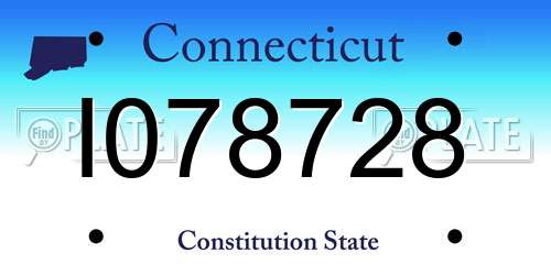 I078728 Connecticut License Plate