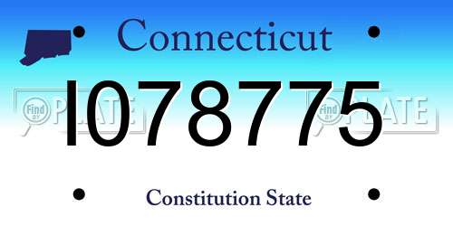 I078775 Connecticut License Plate