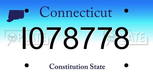 I078778 Connecticut License Plate
