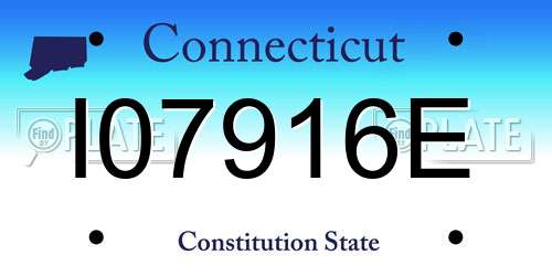 I07916E Connecticut License Plate