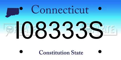 I08333S Connecticut License Plate
