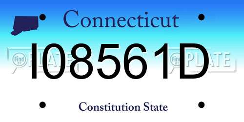 I08561D Connecticut License Plate