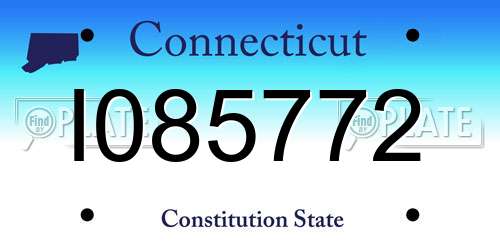 I085772 Connecticut License Plate
