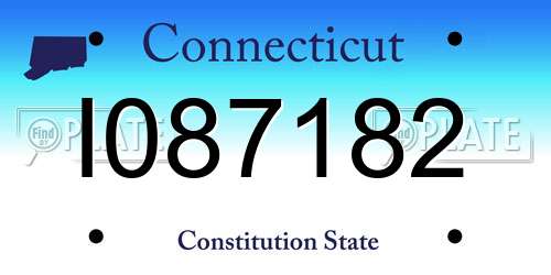 I087182 Connecticut License Plate