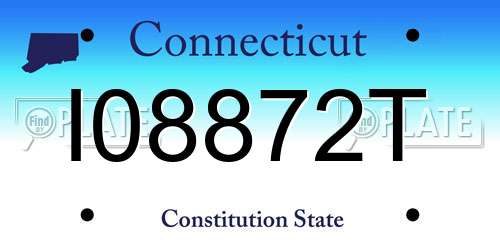 I08872T Connecticut License Plate