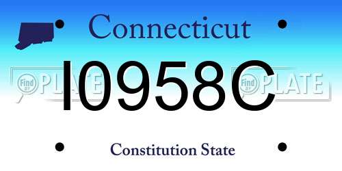 I0958C Connecticut License Plate