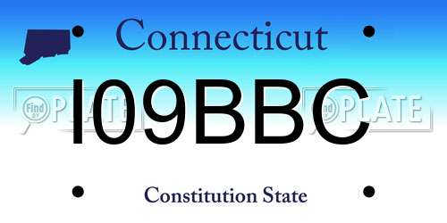 I09BBC Connecticut License Plate