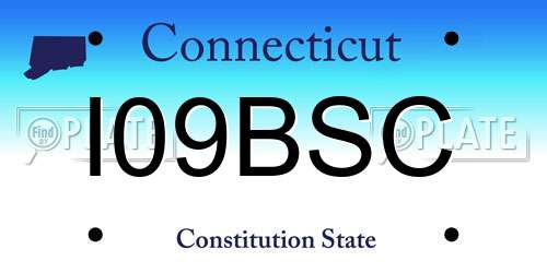 I09BSC Connecticut License Plate