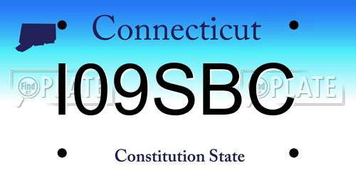 I09SBC Connecticut License Plate
