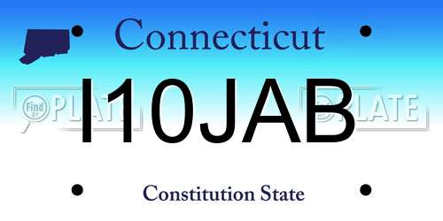 I10JAB Connecticut License Plate