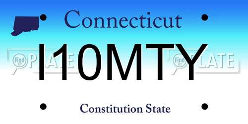 I10MTY Connecticut License Plate
