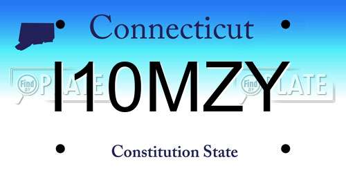 I10MZY Connecticut License Plate