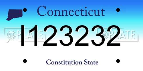 I123232 Connecticut License Plate
