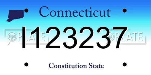 I123237 Connecticut License Plate